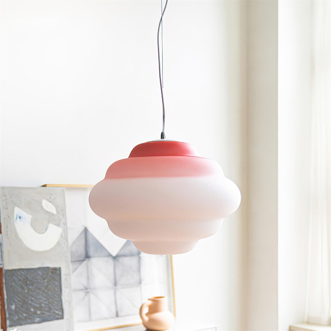 Pendant lamp with gradient and soft light diffusion - Aérola-Red-The Livary