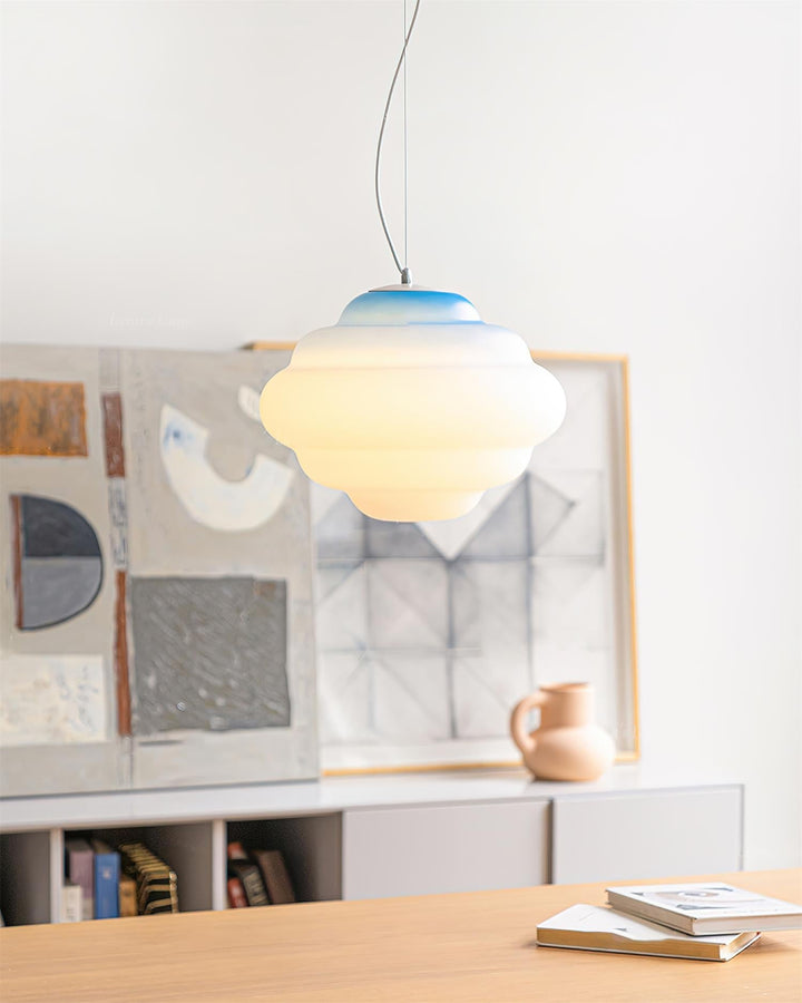 Pendant lamp with gradient and soft light diffusion - Aérola-Red-The Livary