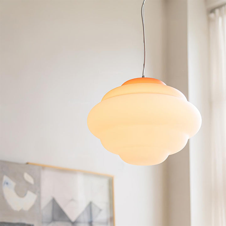 Pendant lamp with gradient and soft light diffusion - Aérola-Red-The Livary