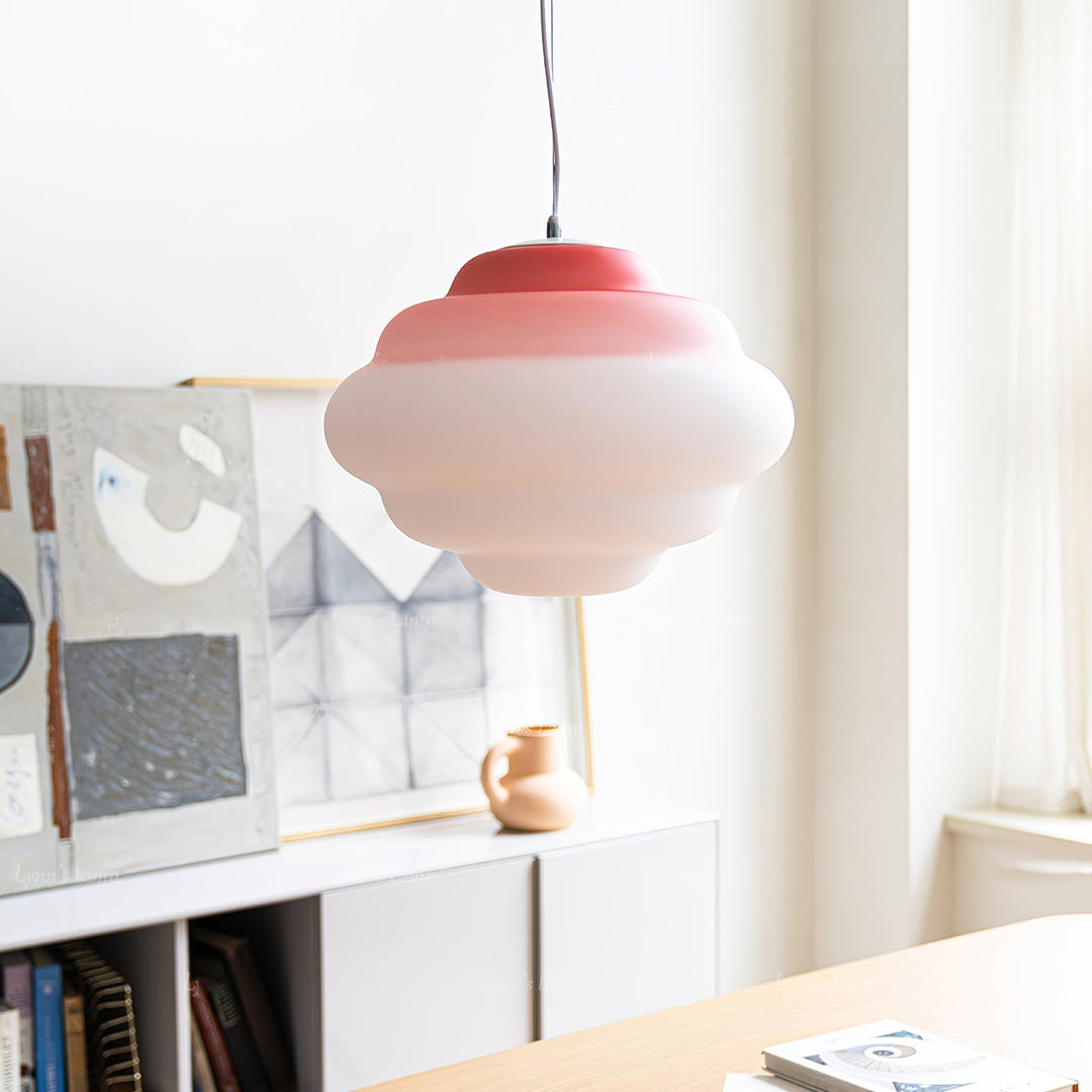 Pendant lamp with gradient and soft light diffusion - Aérola-Red-The Livary