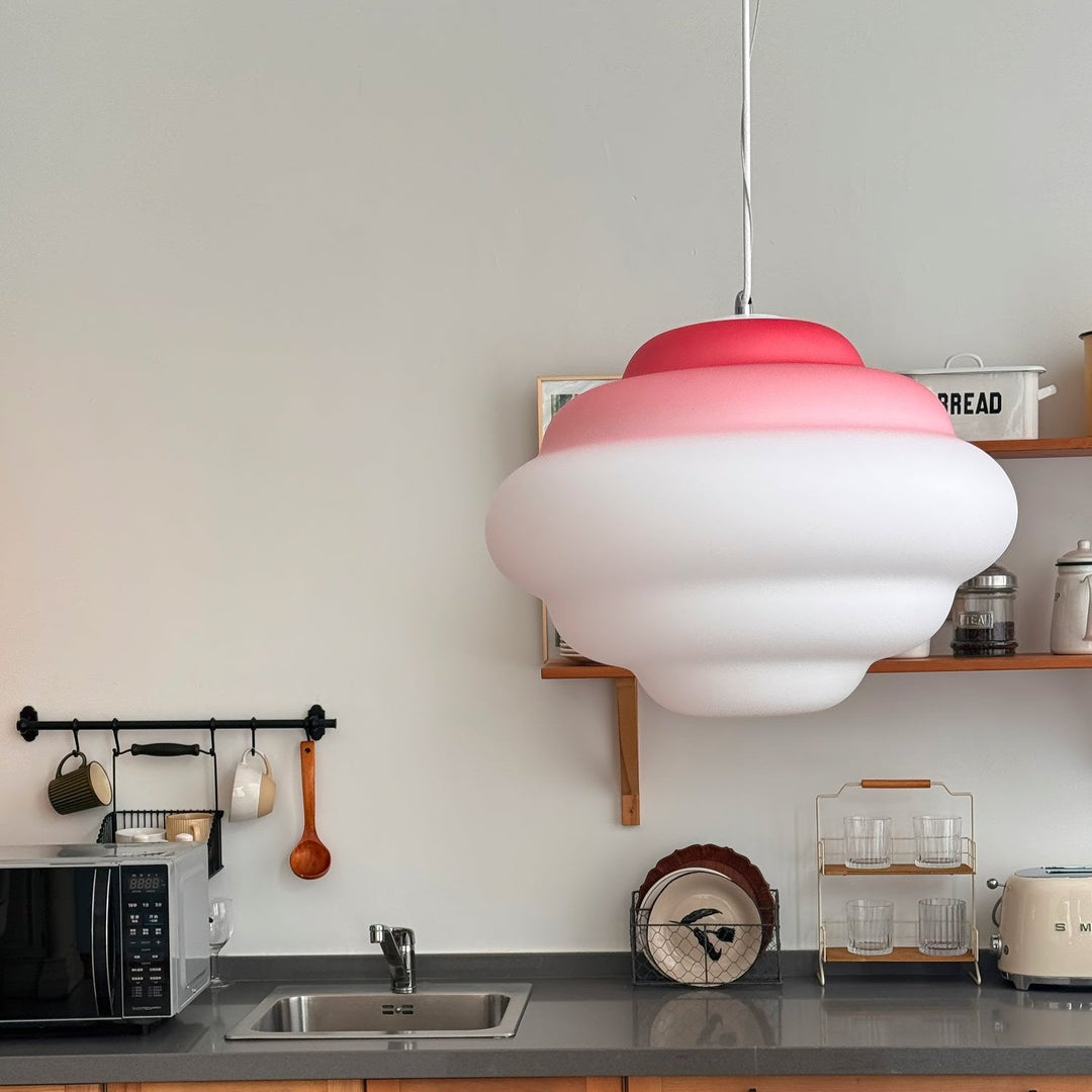 Pendant lamp with gradient and soft light diffusion - Aérola-Red-The Livary