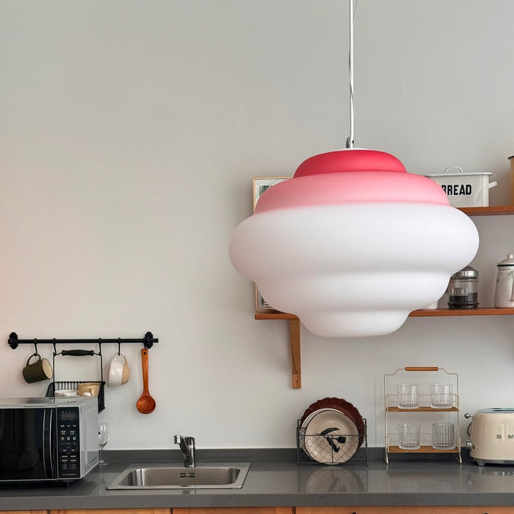 Pendant lamp with gradient and soft light diffusion - Aérola-Red-The Livary