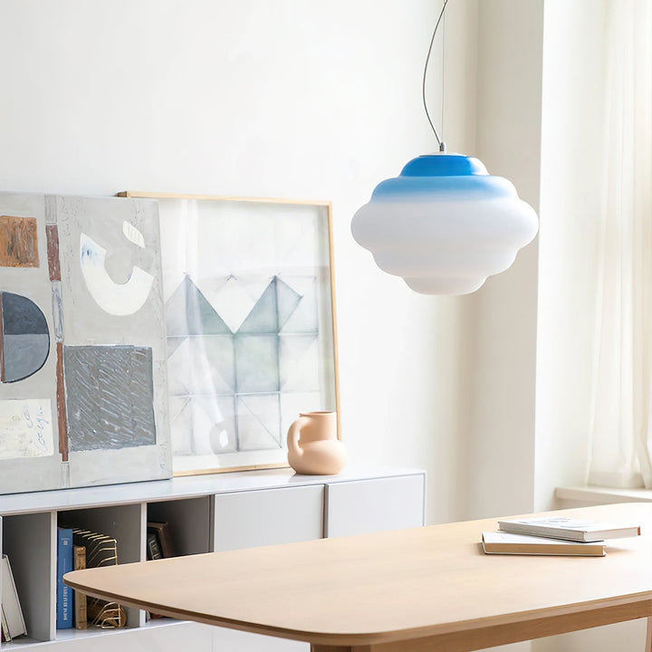 Pendant lamp with gradient and soft light diffusion - Aérola-Red-The Livary