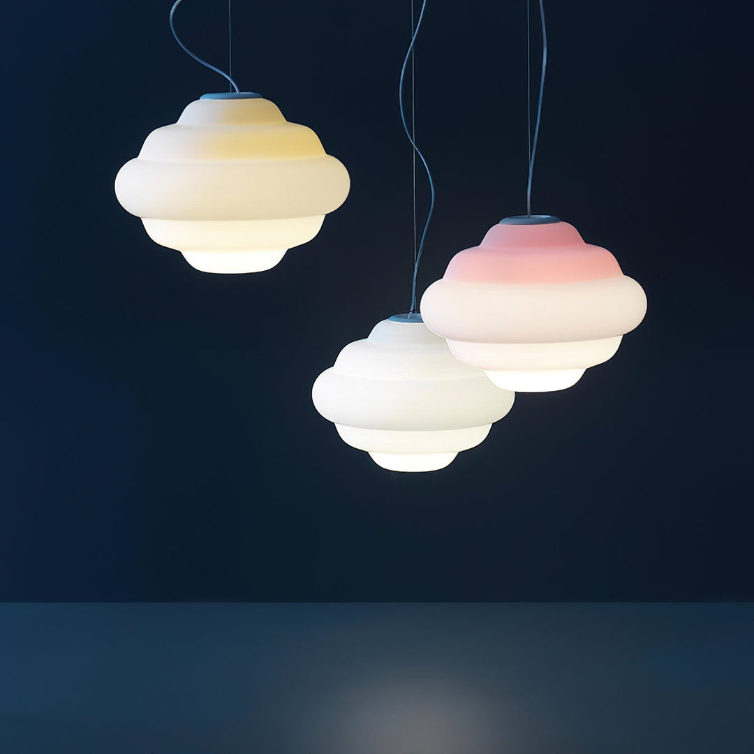 Pendant lamp with gradient and soft light diffusion - Aérola-Red-The Livary