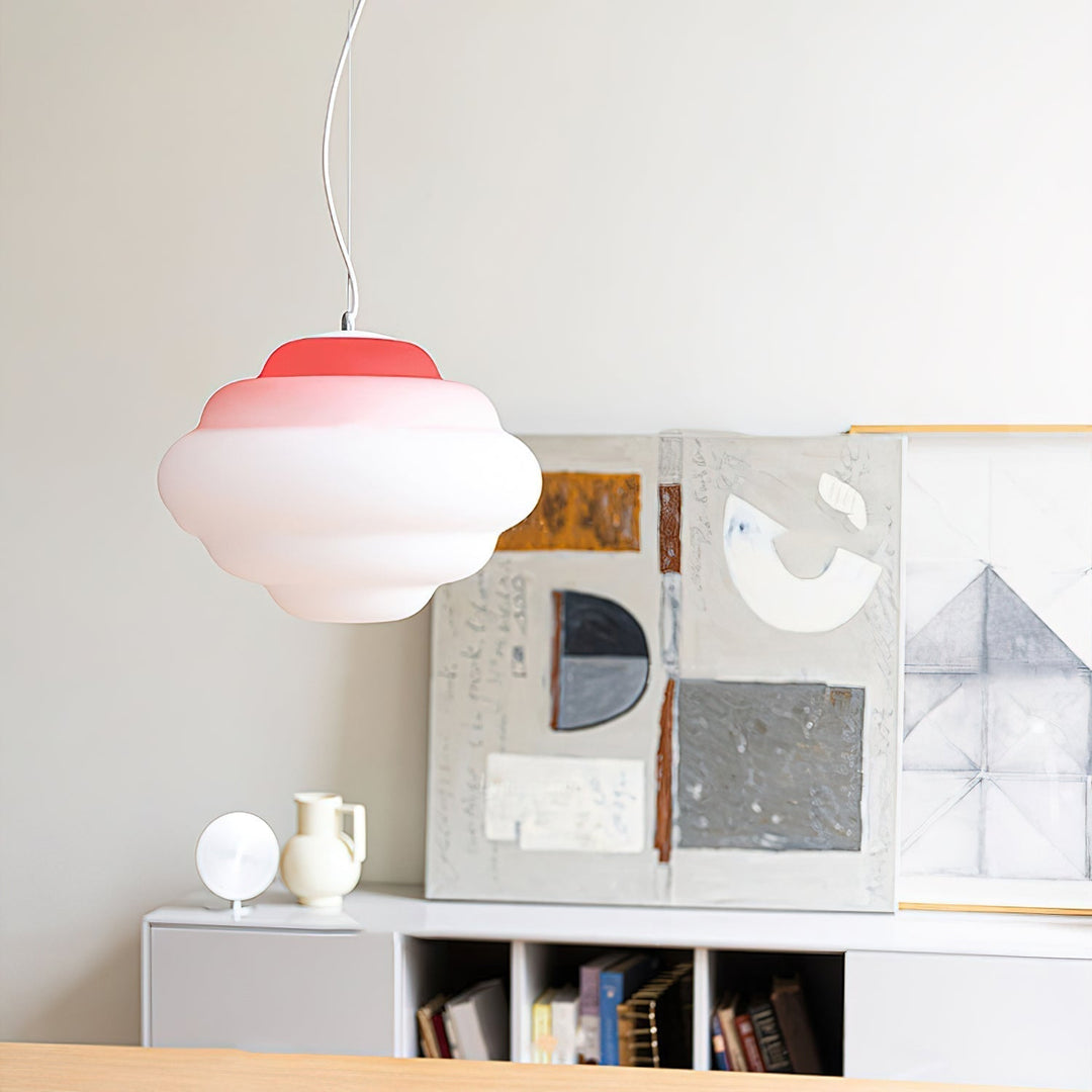 Pendant lamp with gradient and soft light diffusion - Aérola-Red-The Livary