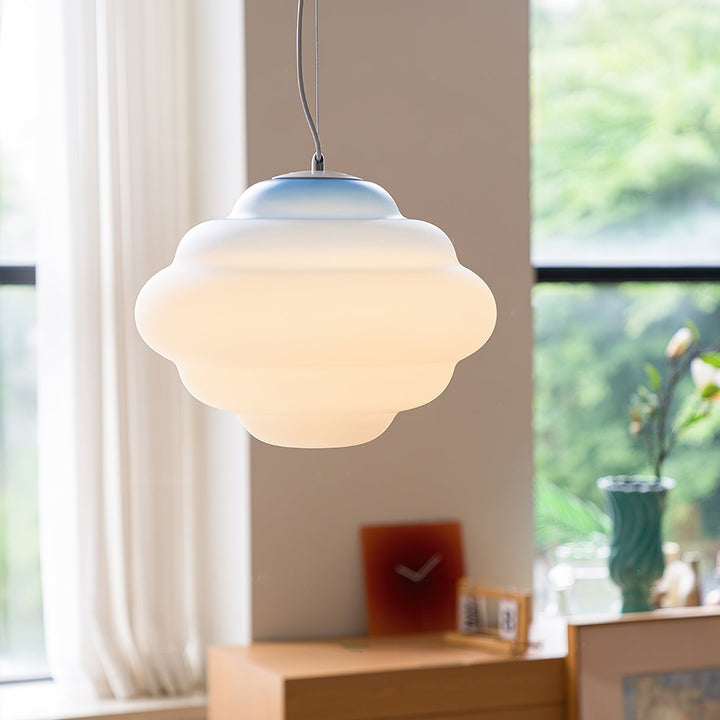 Pendant lamp with gradient and soft light diffusion - Aérola-Red-The Livary
