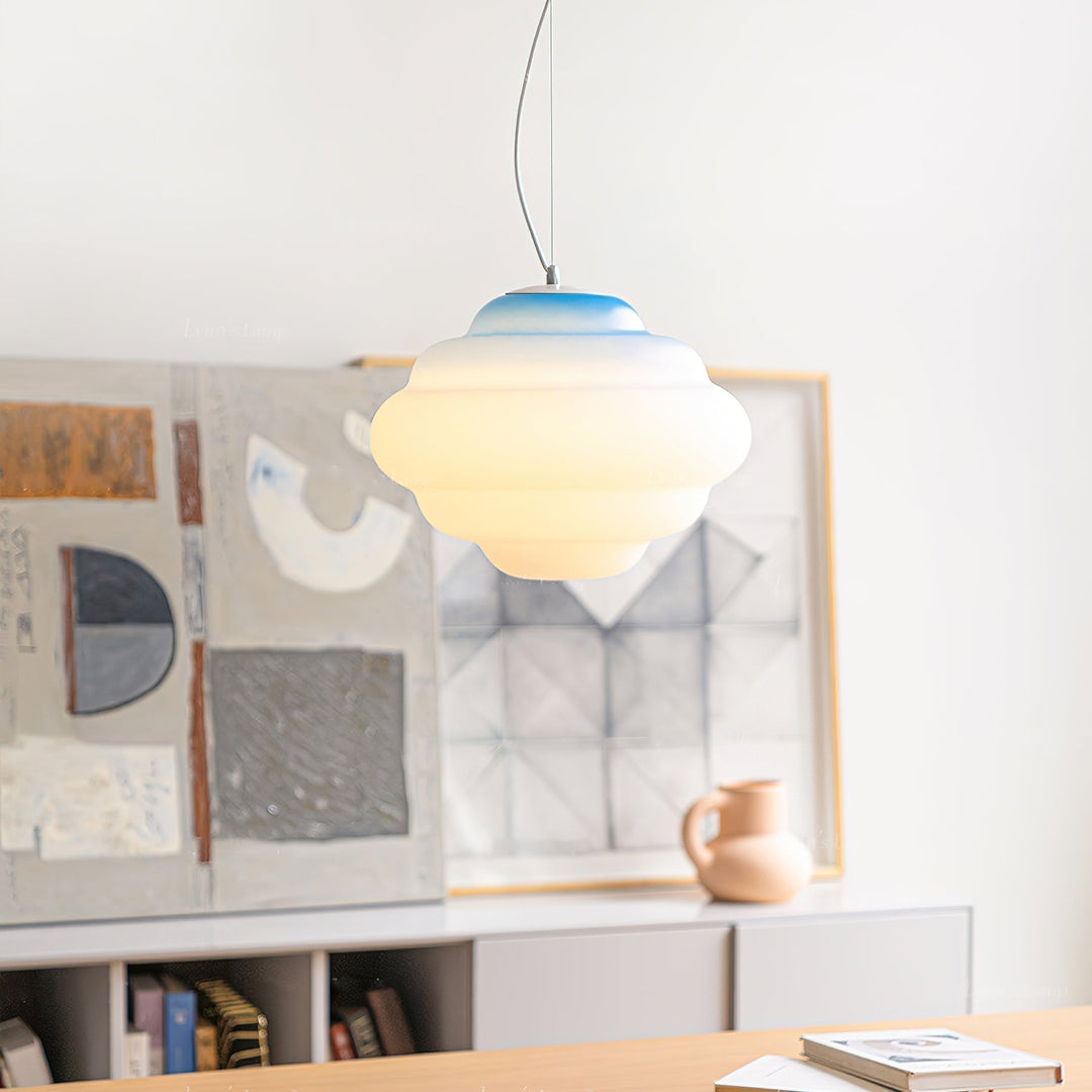 Pendant lamp with gradient and soft light diffusion - Aérola-Red-The Livary