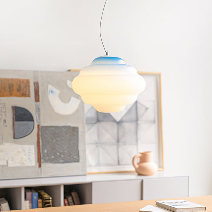 Pendant lamp with gradient and soft light diffusion - Aérola-Red-The Livary