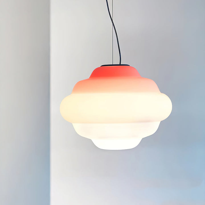 Pendant lamp with gradient and soft light diffusion - Aérola-Red-The Livary