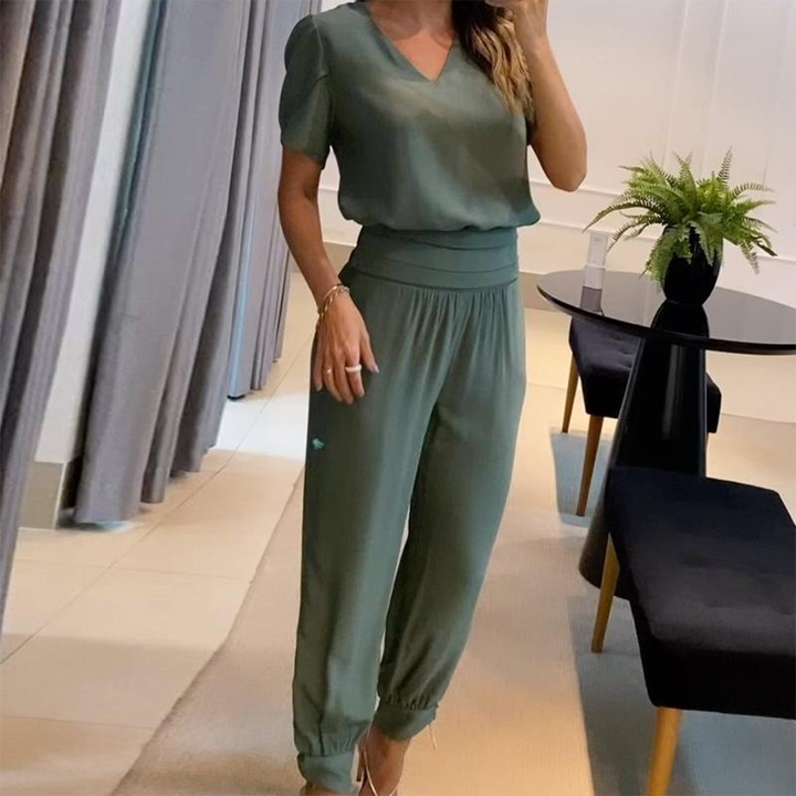 Stylish Printed Jumpsuit - Nova-Grey-green-S-The Livary
