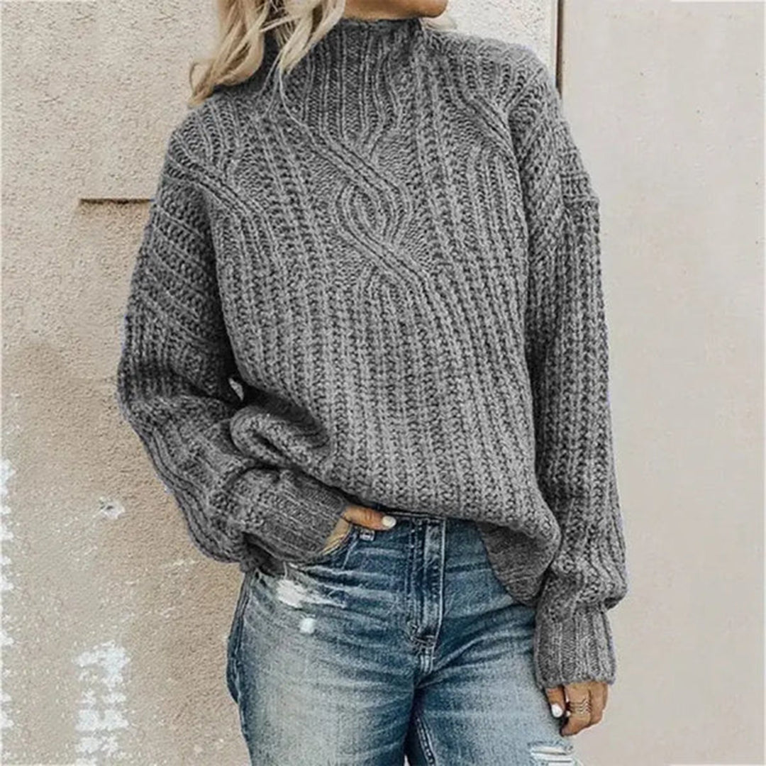 Comfortable Knitted Women's Sweater - Lily-Gray-One Size-The Livary