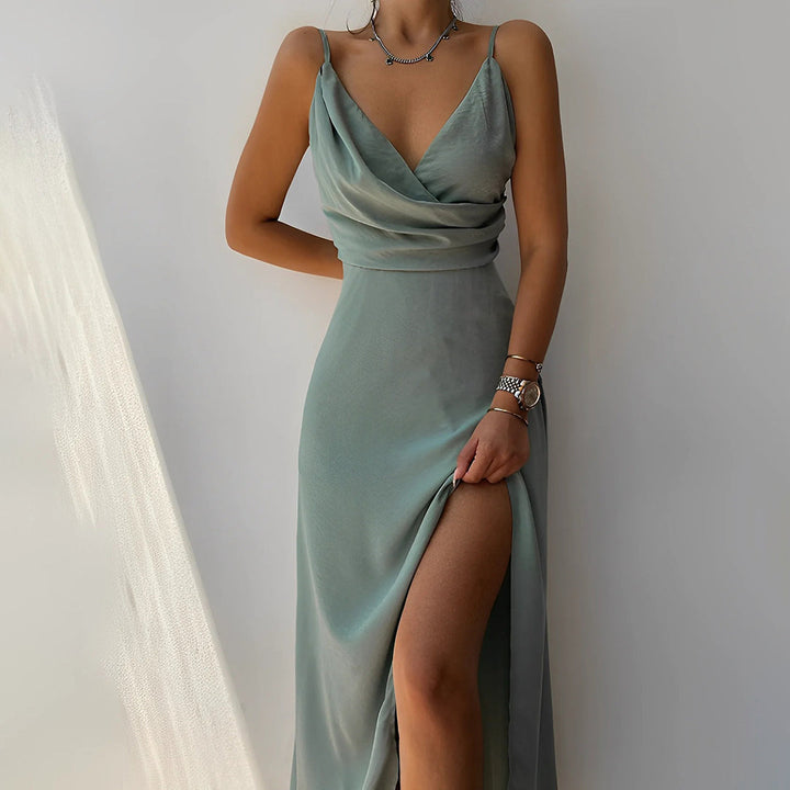 Stylish Midi Dress with Spaghetti Straps - Grace