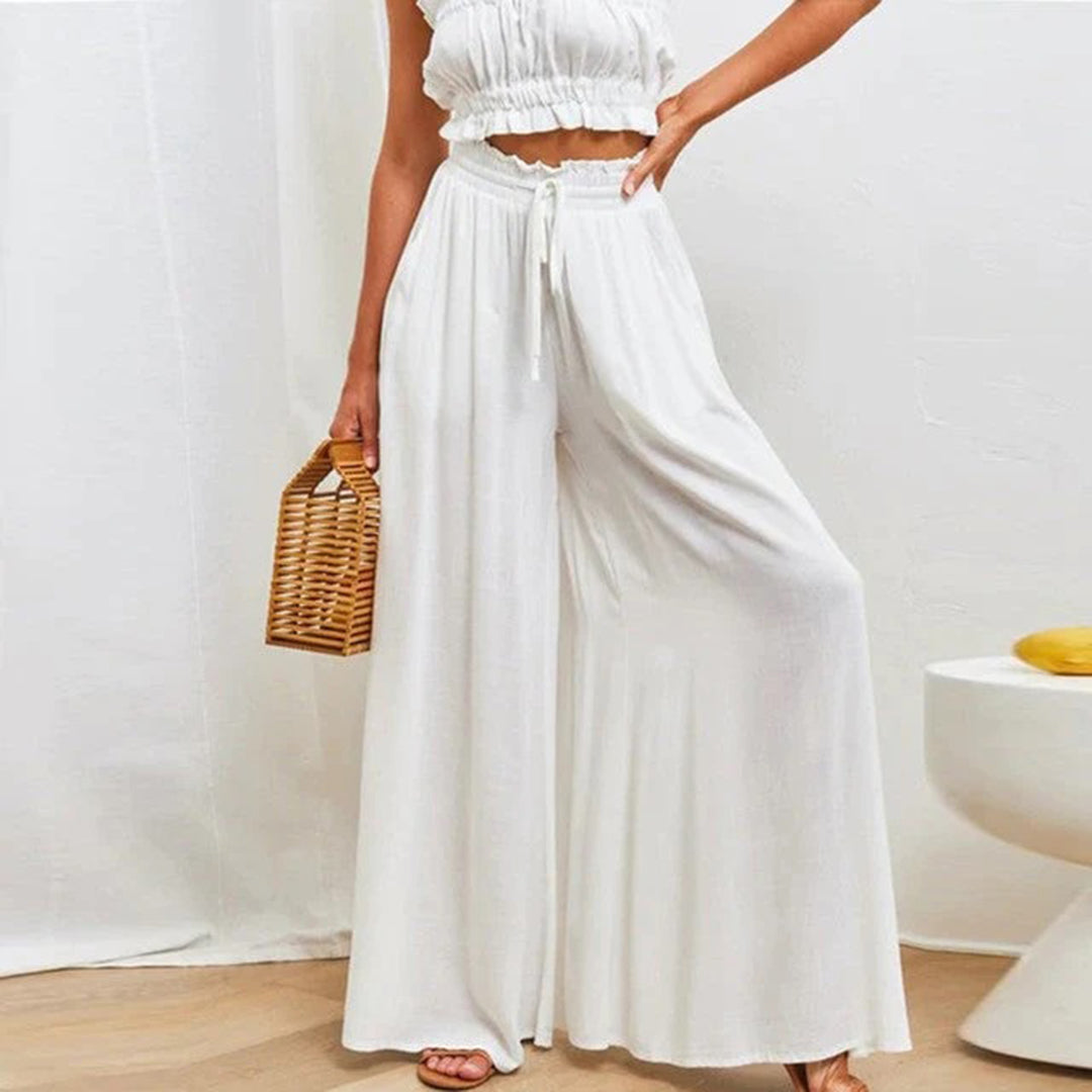 Casual High Waist Trousers for Women - Isla-White-S-The Livary
