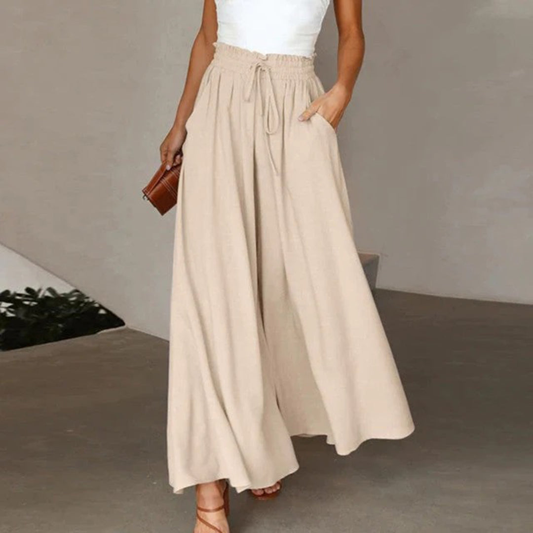 Casual High Waist Trousers for Women - Isla-Beige-S-The Livary