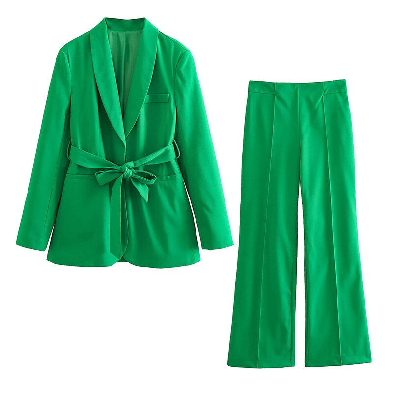 Stylish 2-Piece Women's Suit - Lena-Green-XS-The Livary