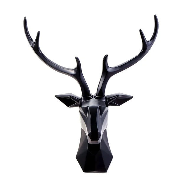 3D Deer Head Sculpture for a Majestic Atmosphere - RegalDeer-Black-D30 x H45cm-The Livary