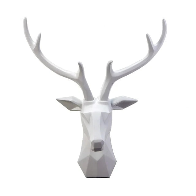3D Deer Head Sculpture for a Majestic Atmosphere - RegalDeer-White-D30 x H45cm-The Livary