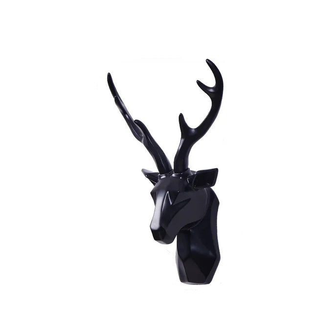 3D Deer Head Sculpture for a Majestic Atmosphere - RegalDeer-Black-D30 x H45cm-The Livary