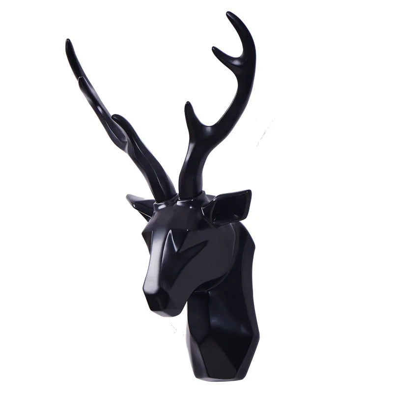 3D Deer Head Sculpture for a Majestic Atmosphere - RegalDeer-Black-D30 x H45cm-The Livary