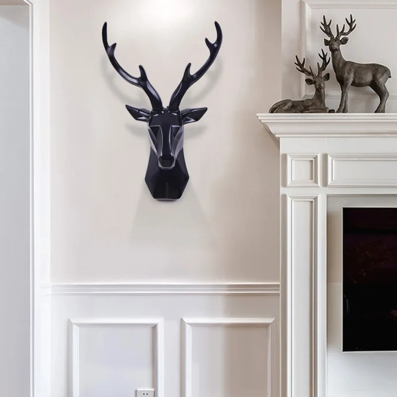 3D Deer Head Sculpture for a Majestic Atmosphere - RegalDeer-Black-D30 x H45cm-The Livary