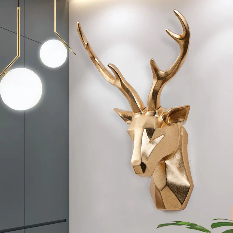 3D Deer Head Sculpture for a Majestic Atmosphere - RegalDeer-Gold-D30 x H45cm-The Livary