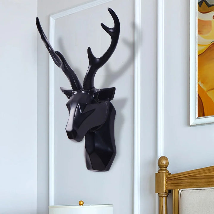 3D Deer Head Sculpture for a Majestic Atmosphere - RegalDeer-Black-D30 x H45cm-The Livary