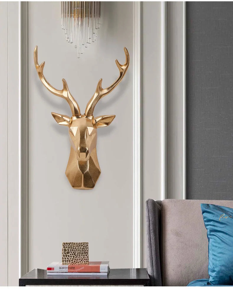3D Deer Head Sculpture for a Majestic Atmosphere - RegalDeer-Black-D30 x H45cm-The Livary
