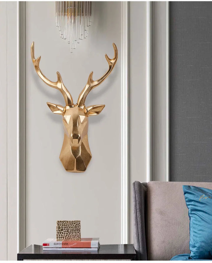 3D Deer Head Sculpture for a Majestic Atmosphere - RegalDeer-Black-D30 x H45cm-The Livary