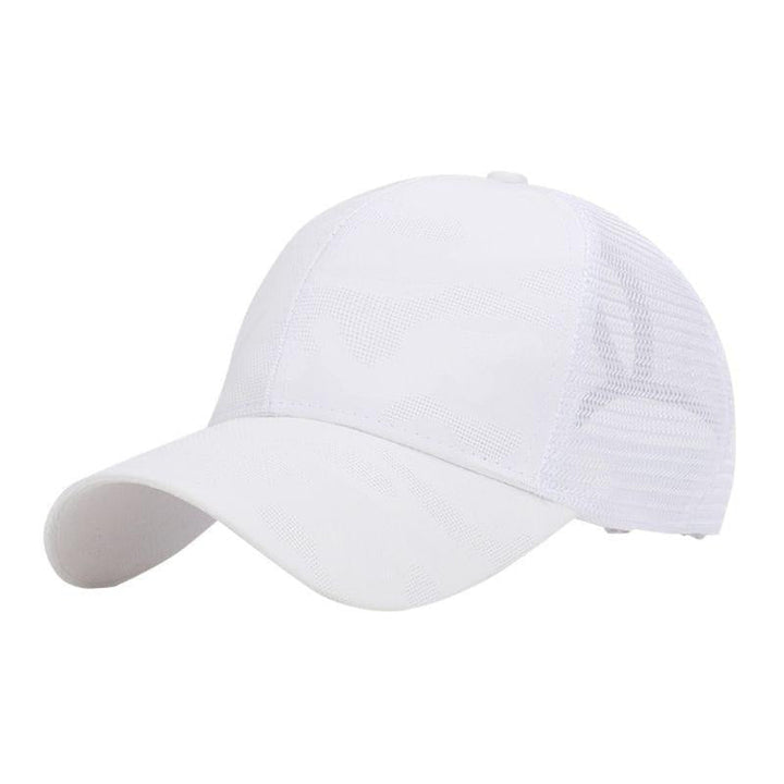 Trendy women's baseball cap with ponytail hole & Velcro closure – Leona (1+1 FREE)-White-The Livary