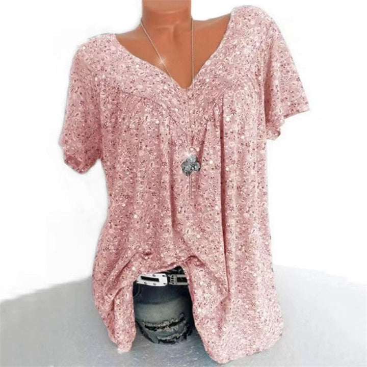 Ladies Boho Summer Blouse with Floral Print - Celeste-Pink-S-The Livary