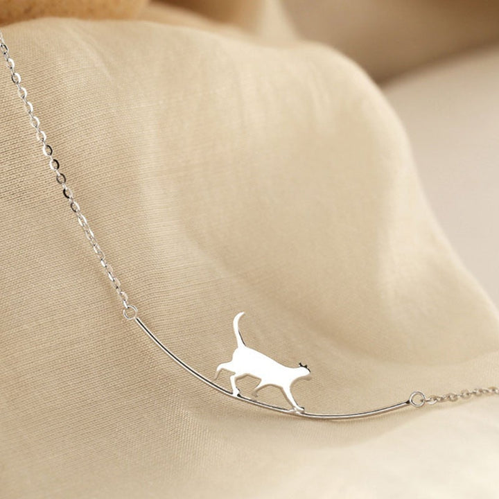 Silver Climbing Cat Necklace - Felina-The Livary