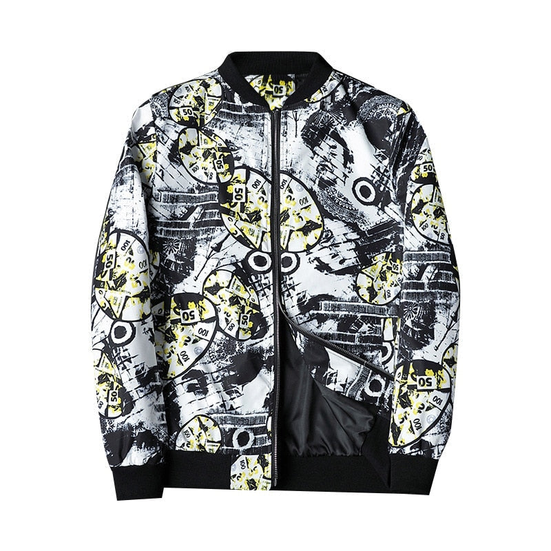 Abstract Printed Men's Bomber Jacket - Enzo-White-S-The Livary