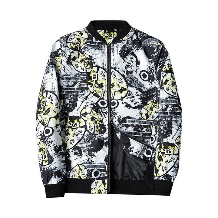 Abstract Printed Men's Bomber Jacket - Enzo-White-S-The Livary