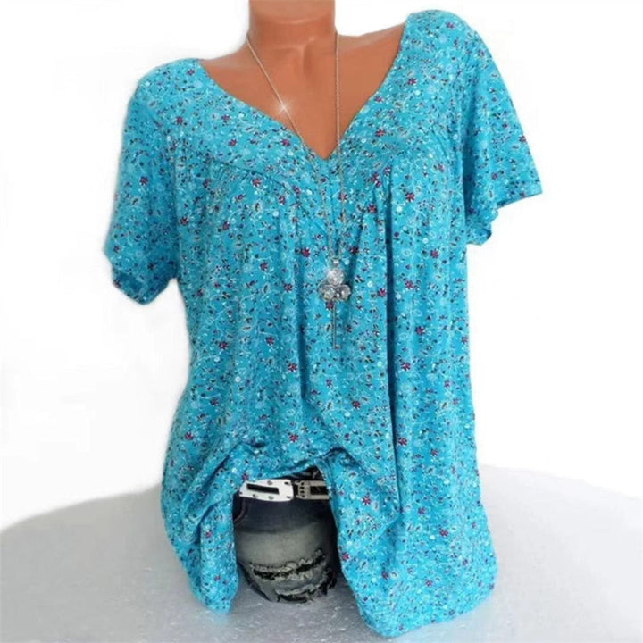 Ladies Boho Summer Blouse with Floral Print - Celeste-Beige-S-The Livary