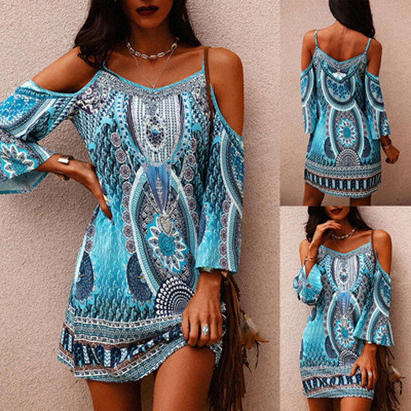 Strapless summer dress with ethnic print – Eliana-S-The Livary
