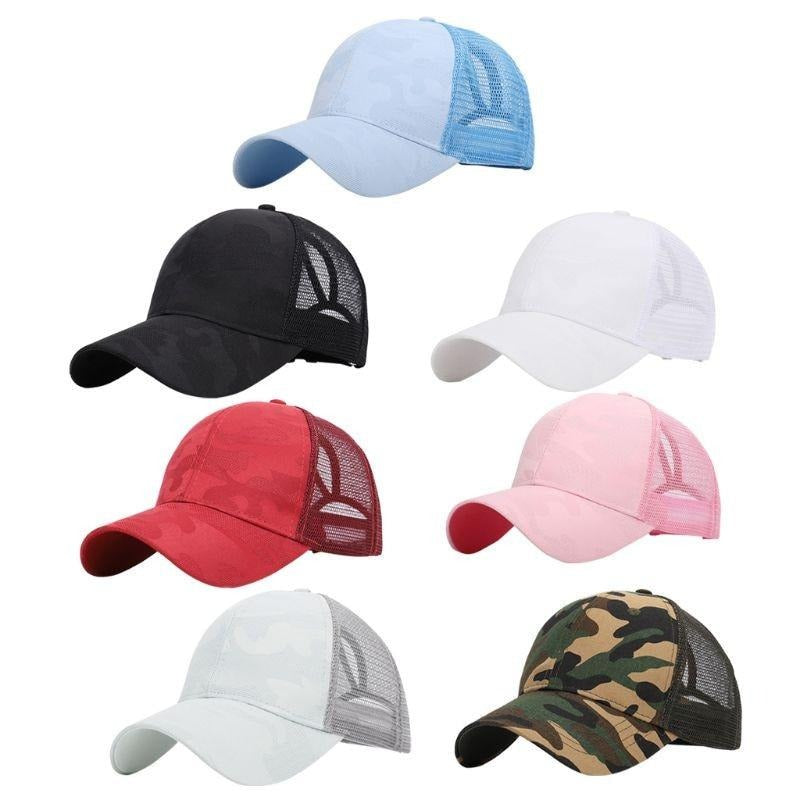 Trendy women's baseball cap with ponytail hole & Velcro closure – Leona (1+1 FREE)-Pink-The Livary