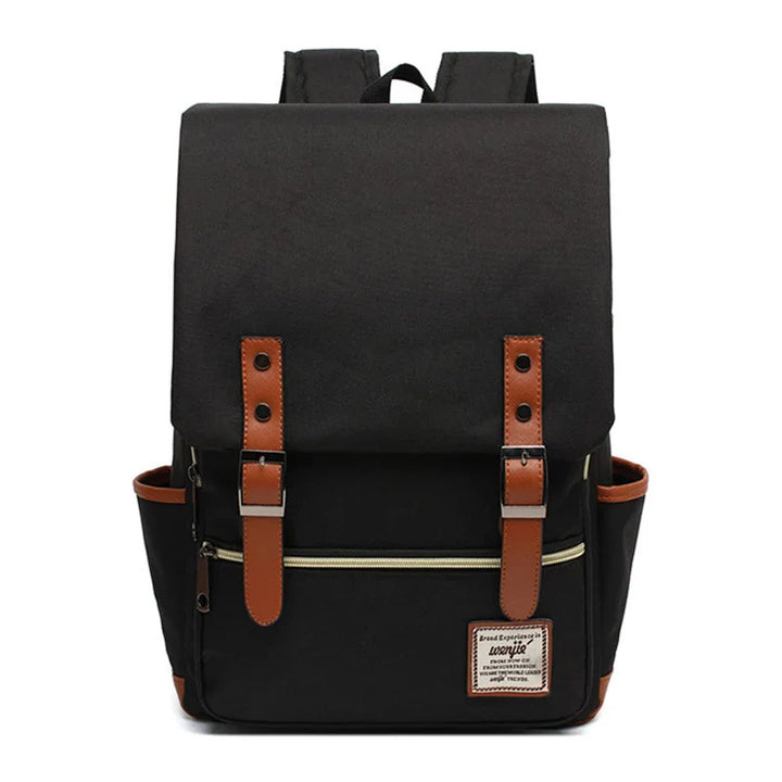 Waterproof Unisex Oxford Backpack – Valtro-Black (White Zipper)-The Livary