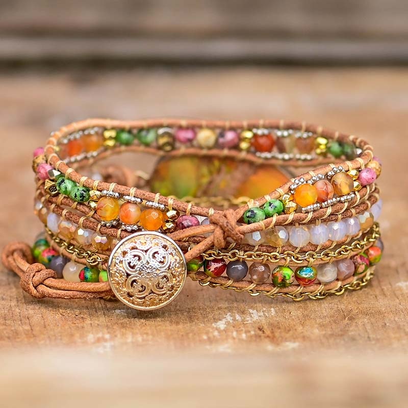 Hamsa wrap bracelet with Amazonite - Zahara-The Livary