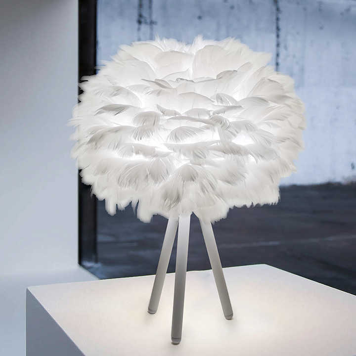 Dimmable Table Lamp with Luxury Feathers – Pluma-White-The Livary