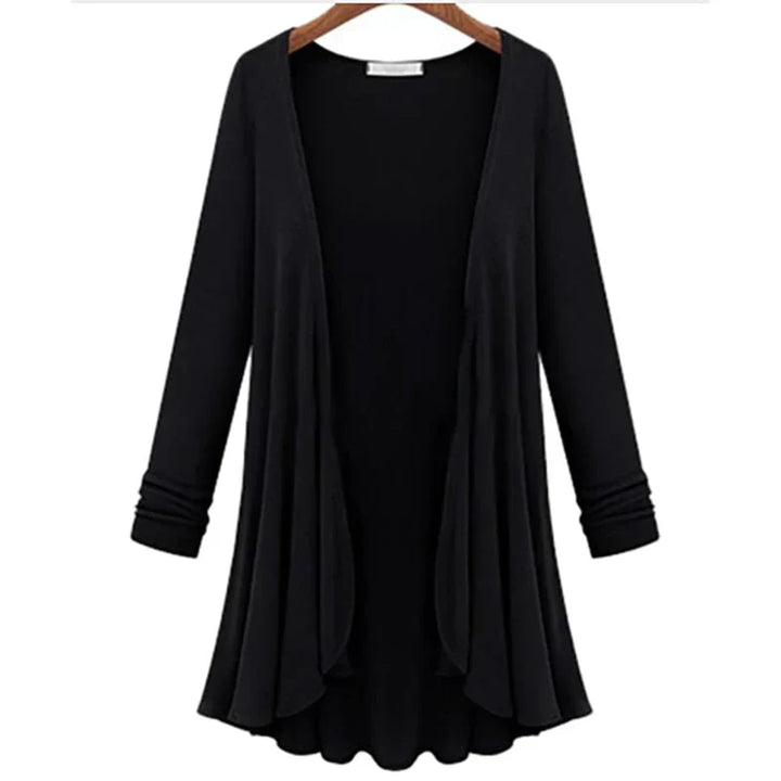 Ladies' knitted cardigan with ruffles – Chiara-Black-S-The Livary