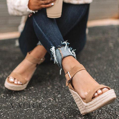 Orthopedic Wedges with Buckle - Mila-Brown-4.5-The Livary