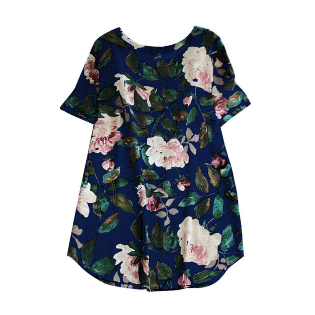 Flowered summer casual dress with short sleeves for women – Malina-White-S-The Livary