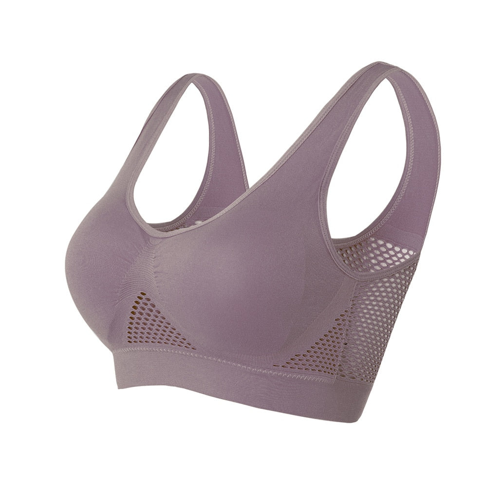 Breathable Mesh Sports Bra – Sofia-Khaki-S-The Livary