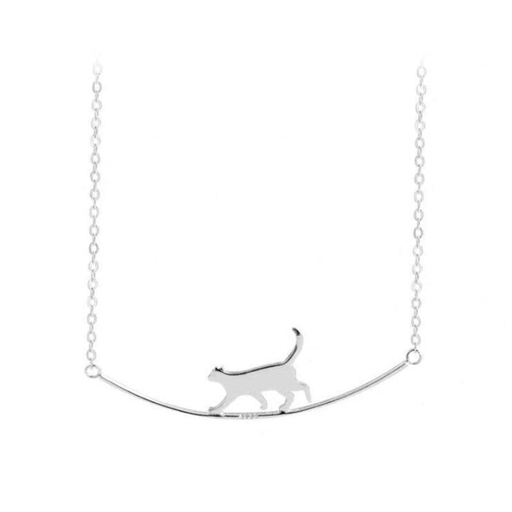 Silver Climbing Cat Necklace - Felina-The Livary