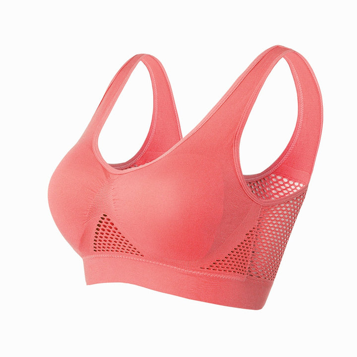 Breathable Mesh Sports Bra – Sofia-Red-S-The Livary