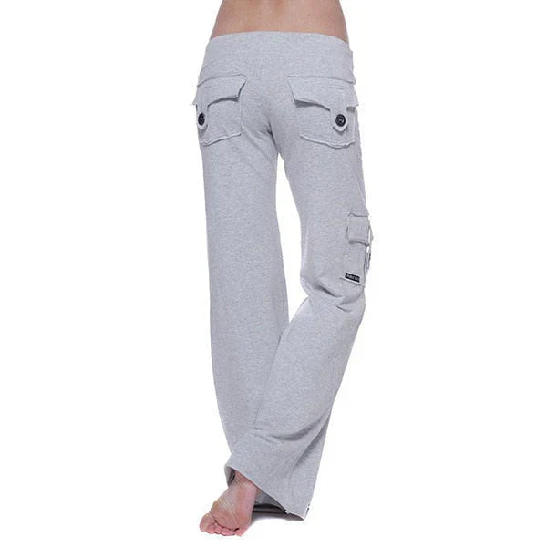 Ladies Bootcut Cargo Pants with Pockets – Isabella-Gray-XS-The Livary