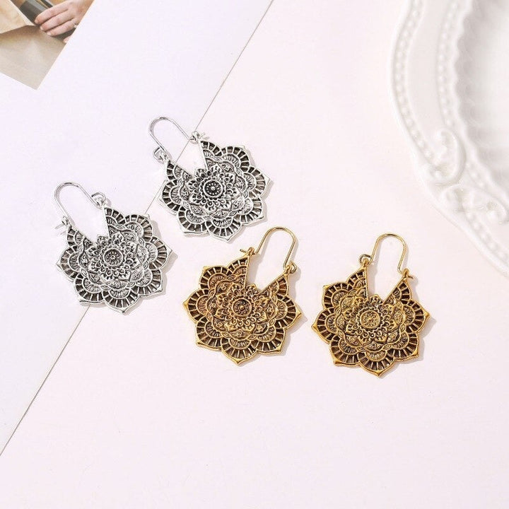 Lotus Mandala Earrings - Levana-Gold-The Livary