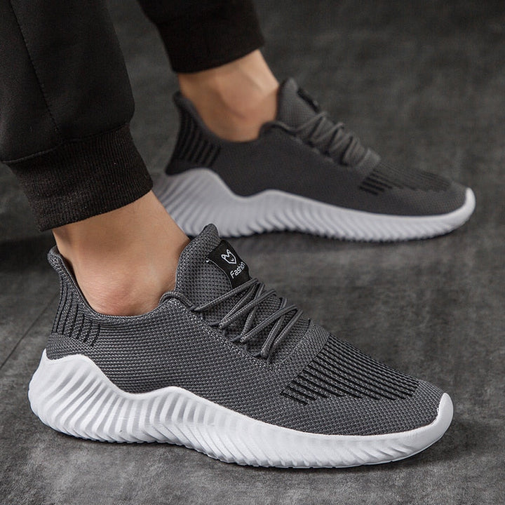 Breathable men's running sneakers with mesh upper – Niko-Black-6-The Livary