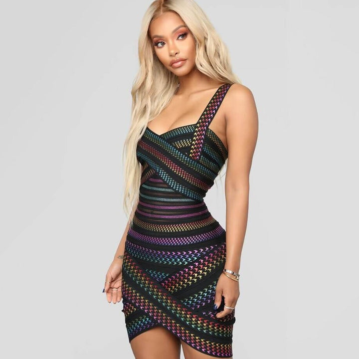 Trendy Striped Bodycon Mini Dress for Women – Liana-S-The Livary