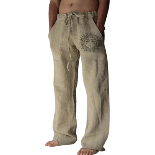 Light & comfortable men's summer trousers made of linen – Nilo-Khaki-S-The Livary